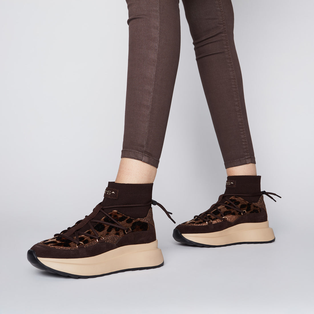 Sneaker Chill out con stampa animalier colore testa di moro