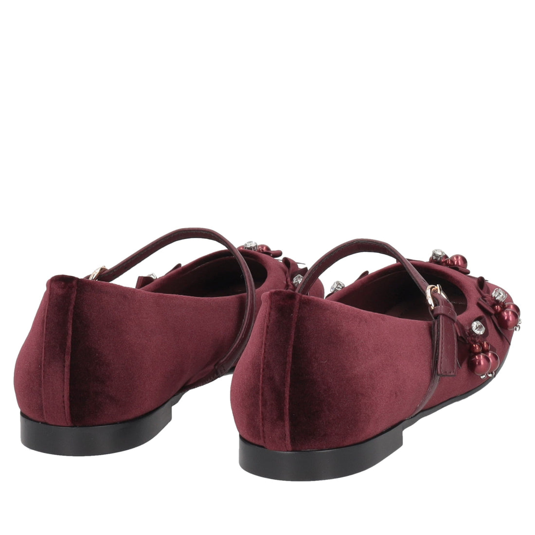 Ballerina Arielle in velluto con perle colore bordeaux