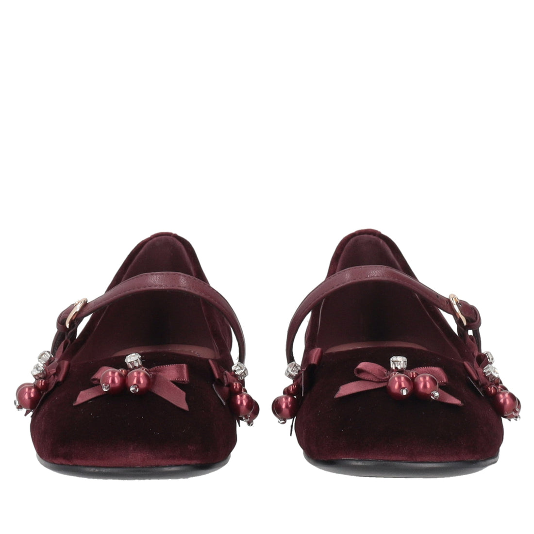 Ballerina Arielle in velluto con perle colore bordeaux