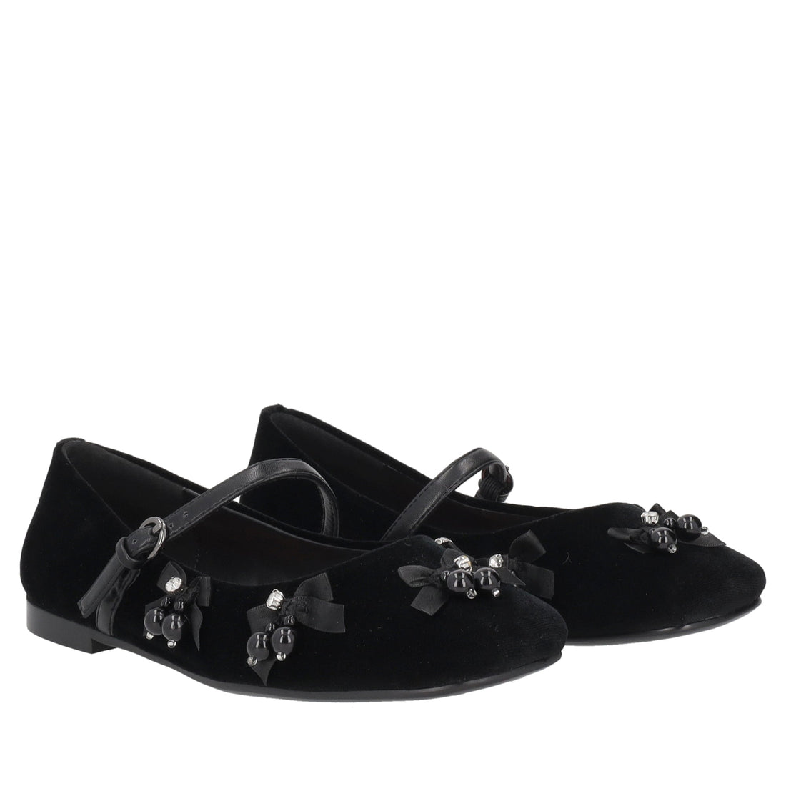 Ballerina Arielle in velluto con perle colore nero