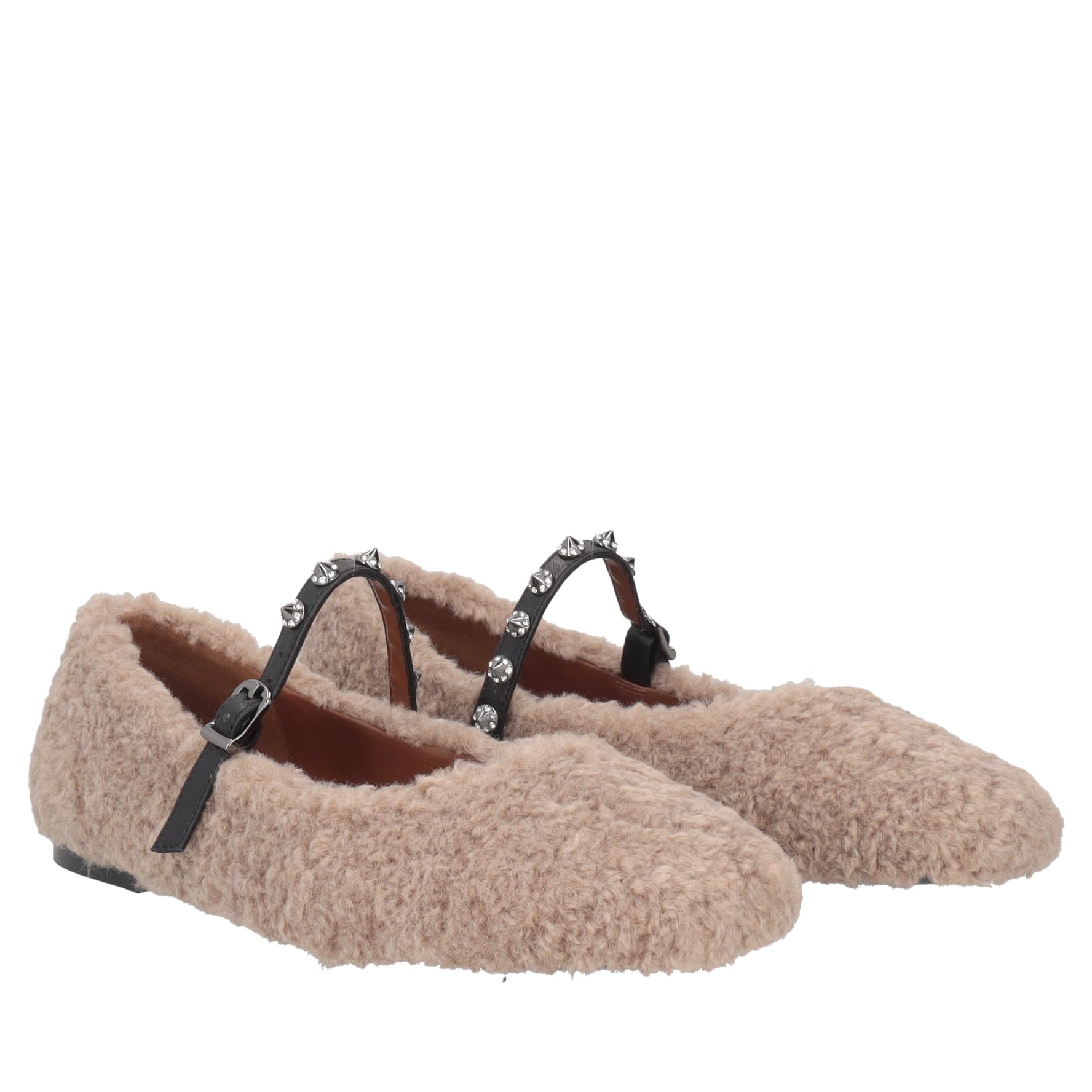 Ballerina Arielle in tessuto colore fango