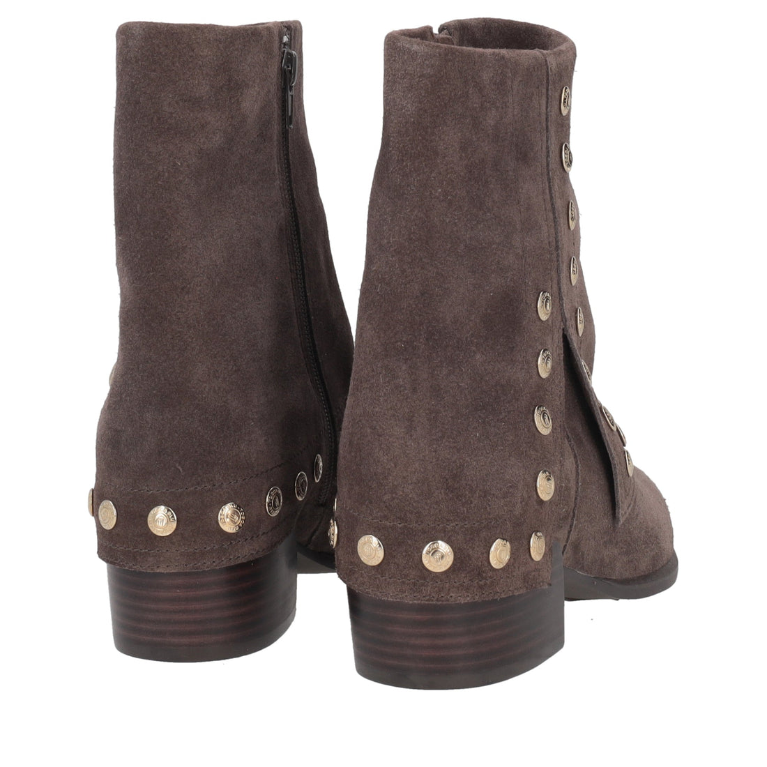 dark brown giselle suede ankle boot with studs