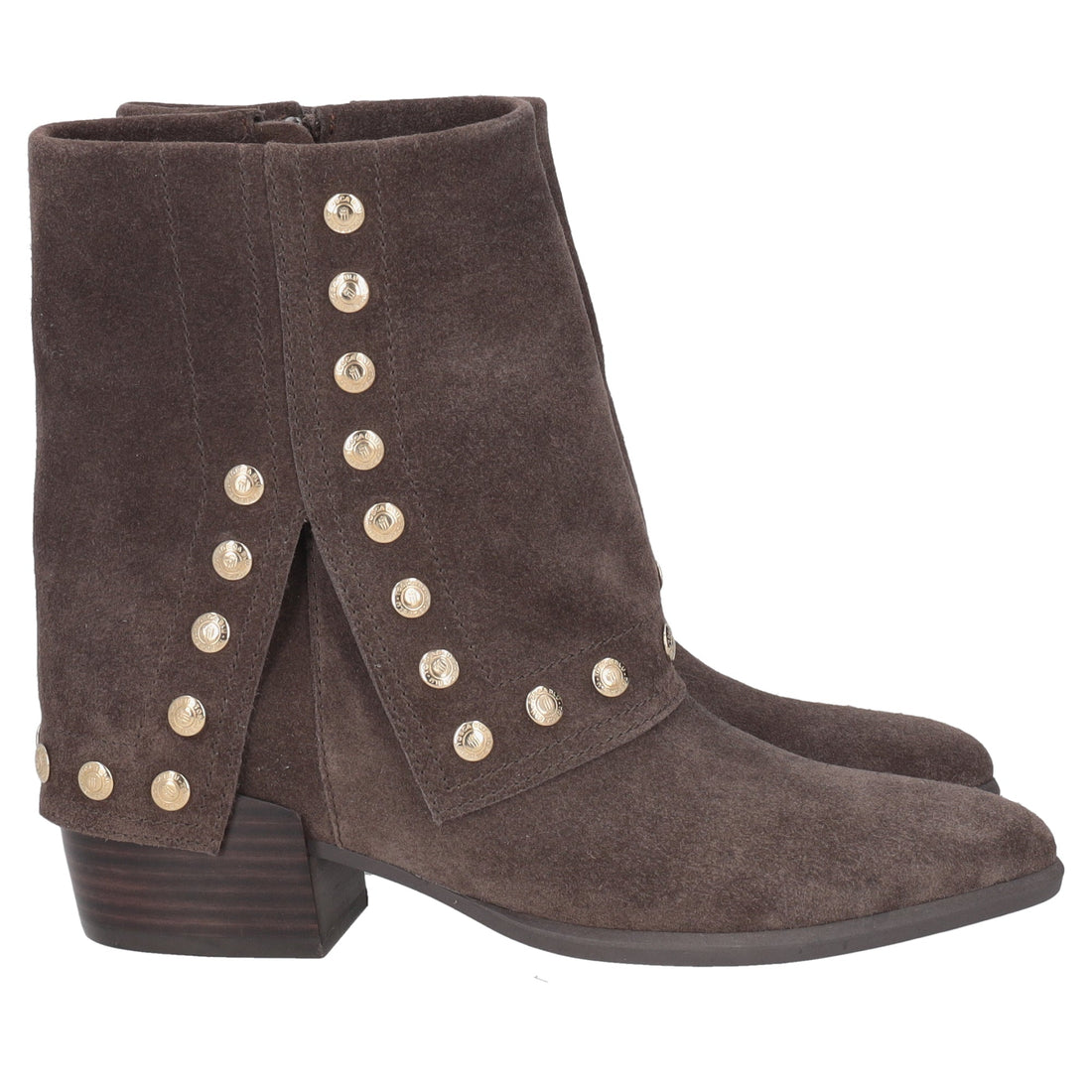 dark brown giselle suede ankle boot with studs