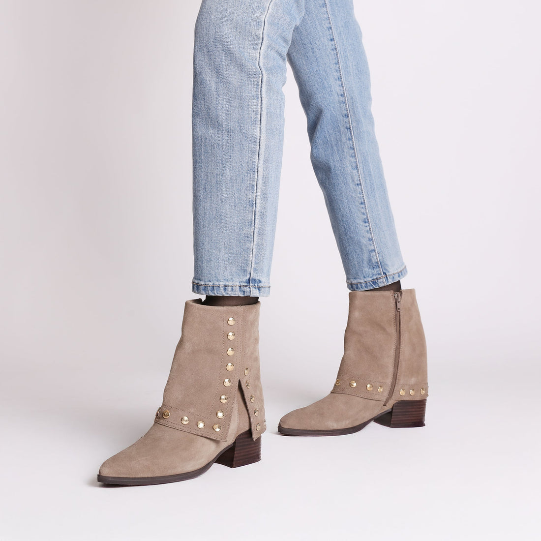 mud giselle suede ankle boot with studs
