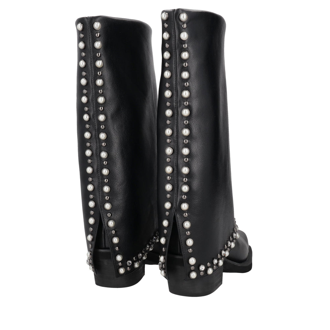 black ines boot with studs and pearls