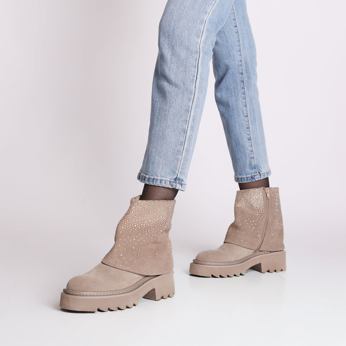 mud lea ankle boot with micro rhinestones