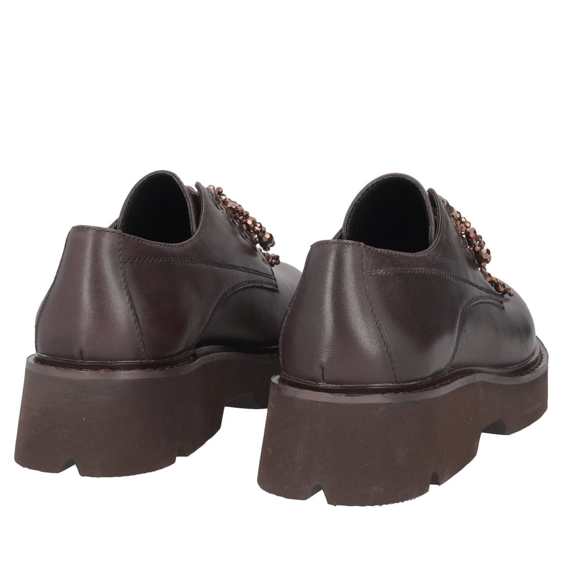 dark brown derby louise with pearl bow