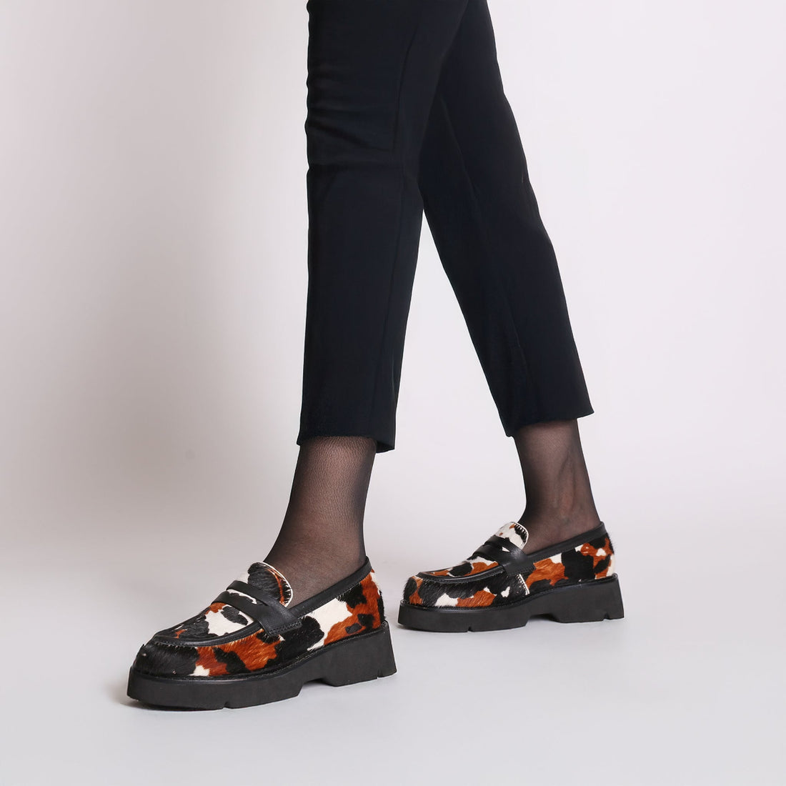 black louise loafer in animalier leather