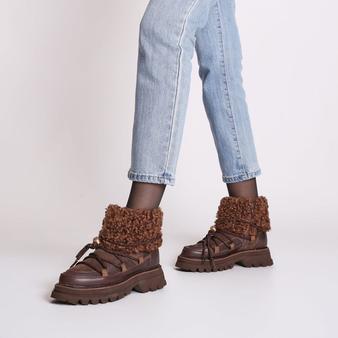 dark brown roxane leather ankle boot with laces