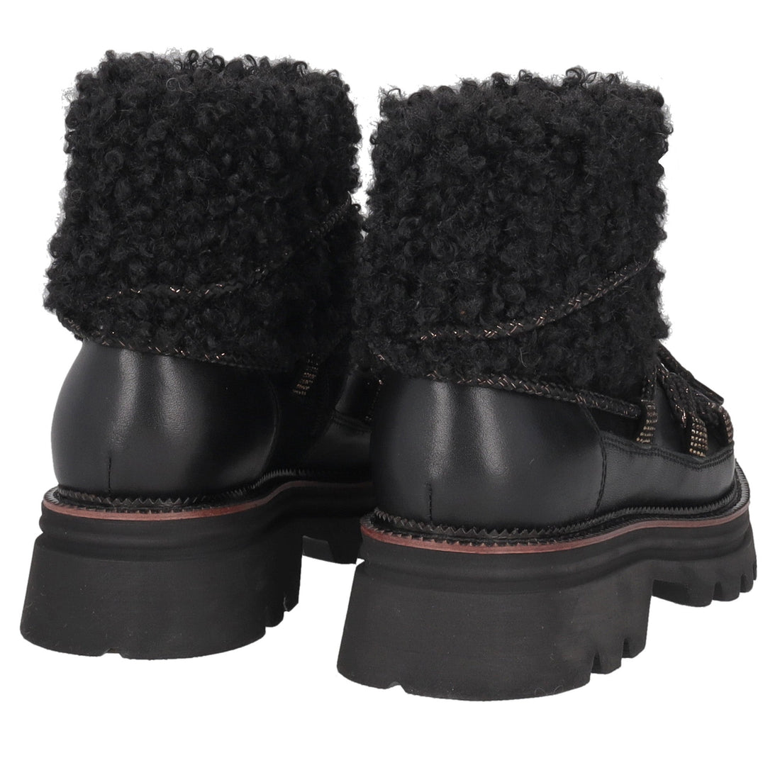 black roxane leather ankle boot with laces