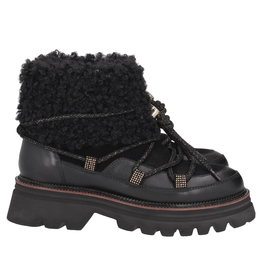 black roxane leather ankle boot with laces