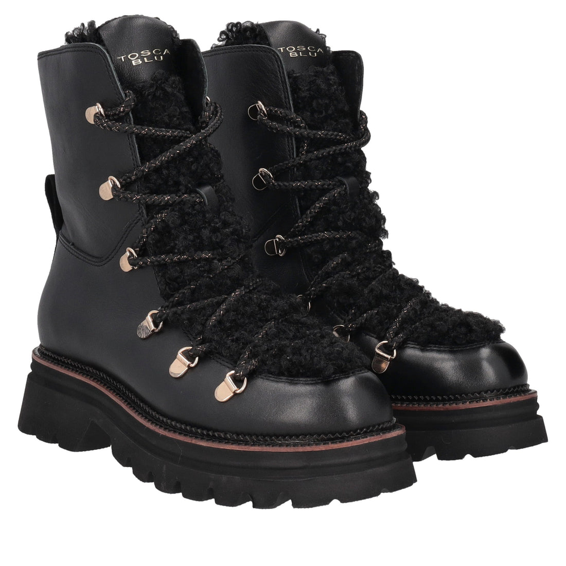 black roxane leather ankle boot with laces