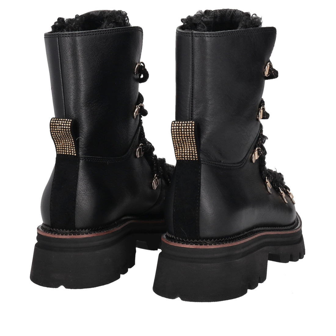 black roxane leather ankle boot with laces