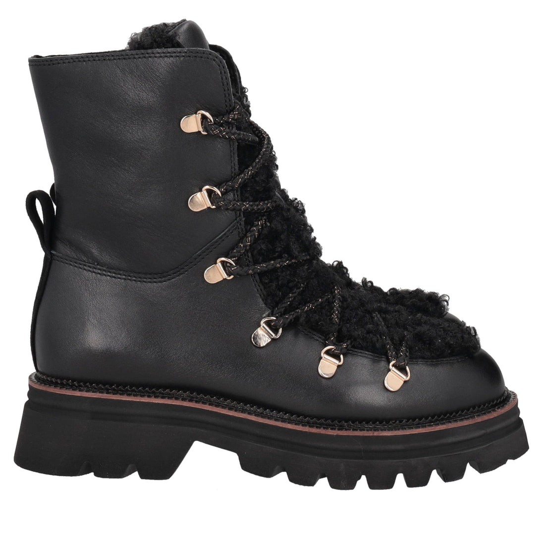 black roxane leather ankle boot with laces