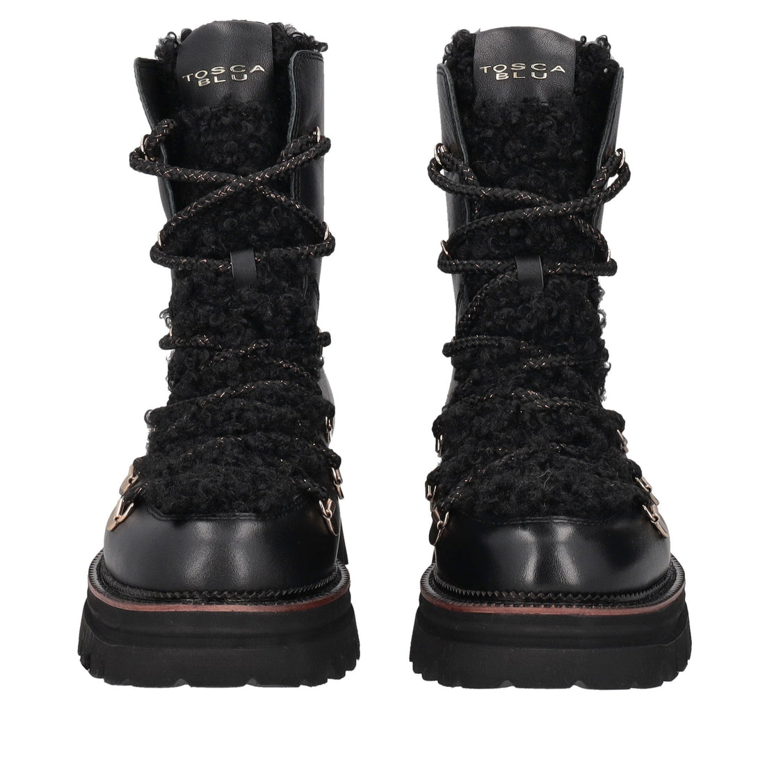 black roxane leather ankle boot with laces