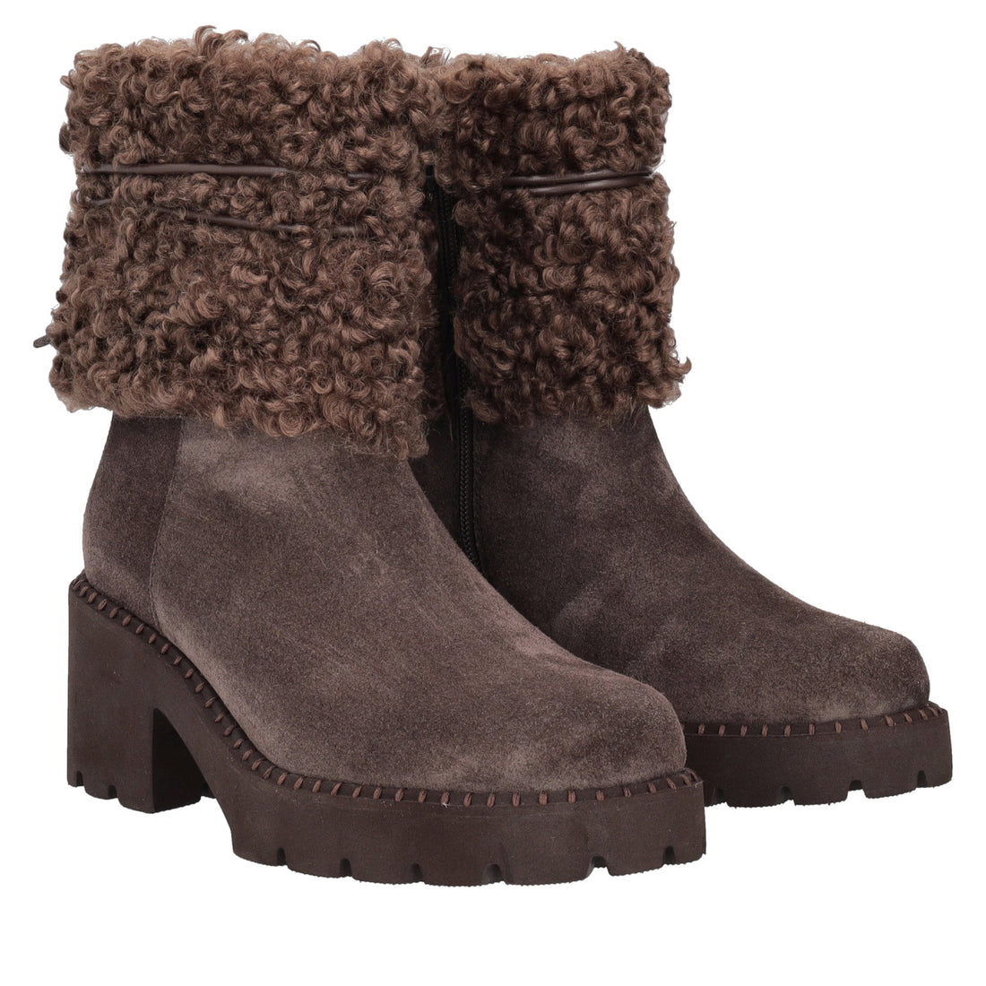 dark brown sarah suede ankle boot with heel