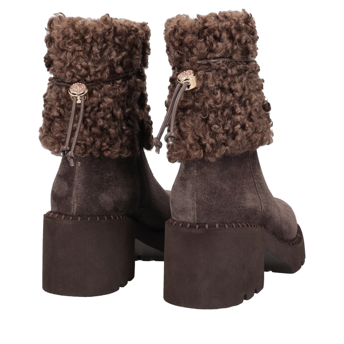 dark brown sarah suede ankle boot with heel