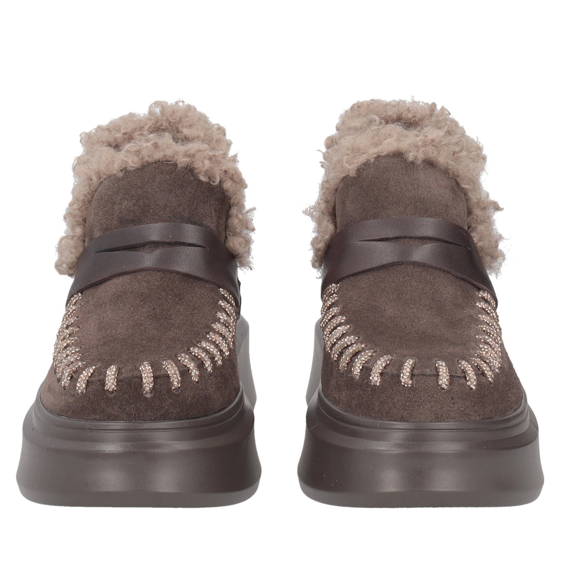 dark brown vivienne ankle boot in suede with rhinestone