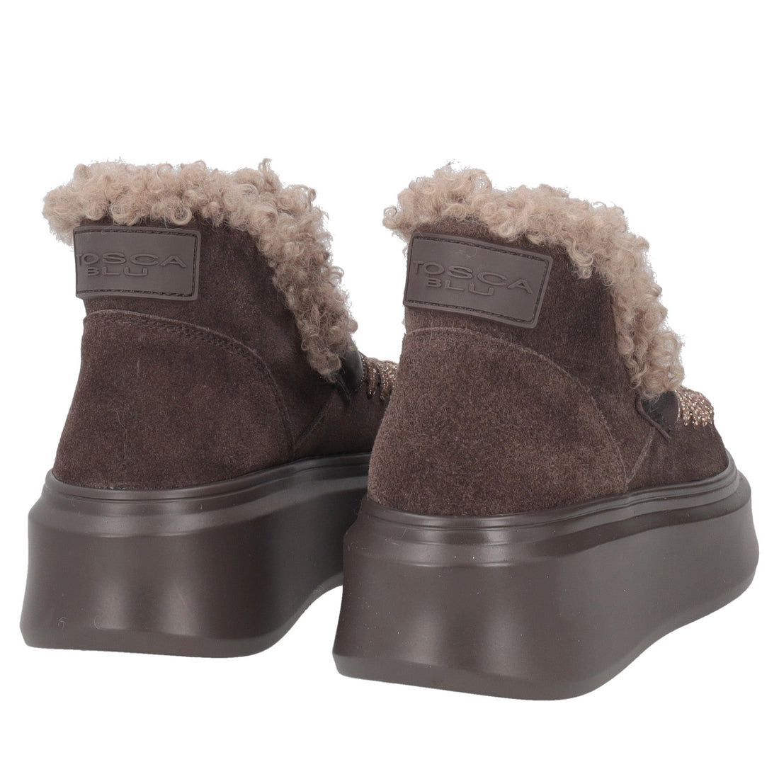 dark brown vivienne ankle boot in suede with rhinestone