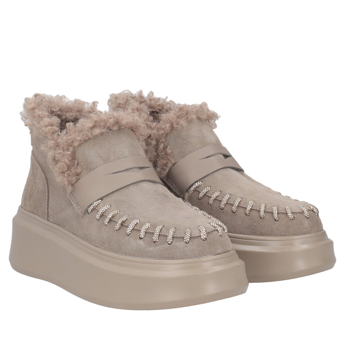 mud vivienne ankle boot in suede with rhinestone