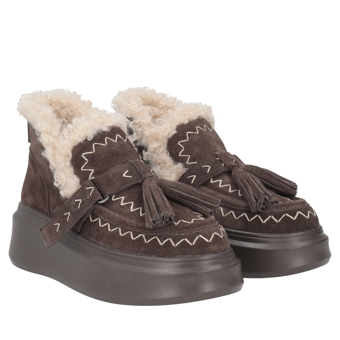 dark brown vivienne suede ankle boot with tassels