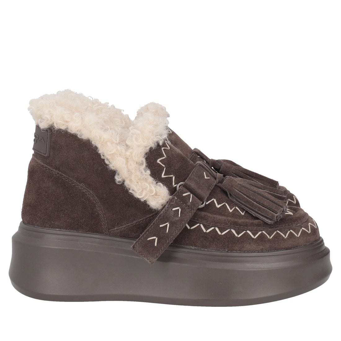 dark brown vivienne suede ankle boot with tassels