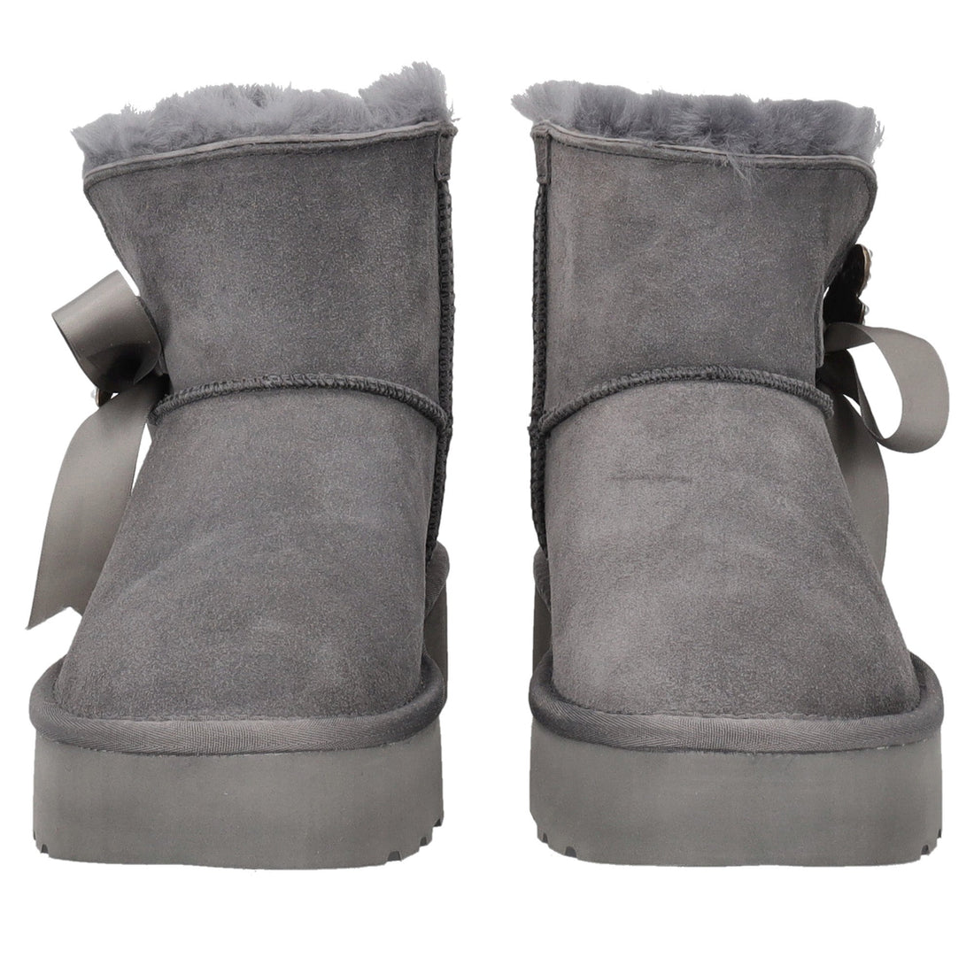 dark grey zoe ankle boot with bow and rhinestone accessory