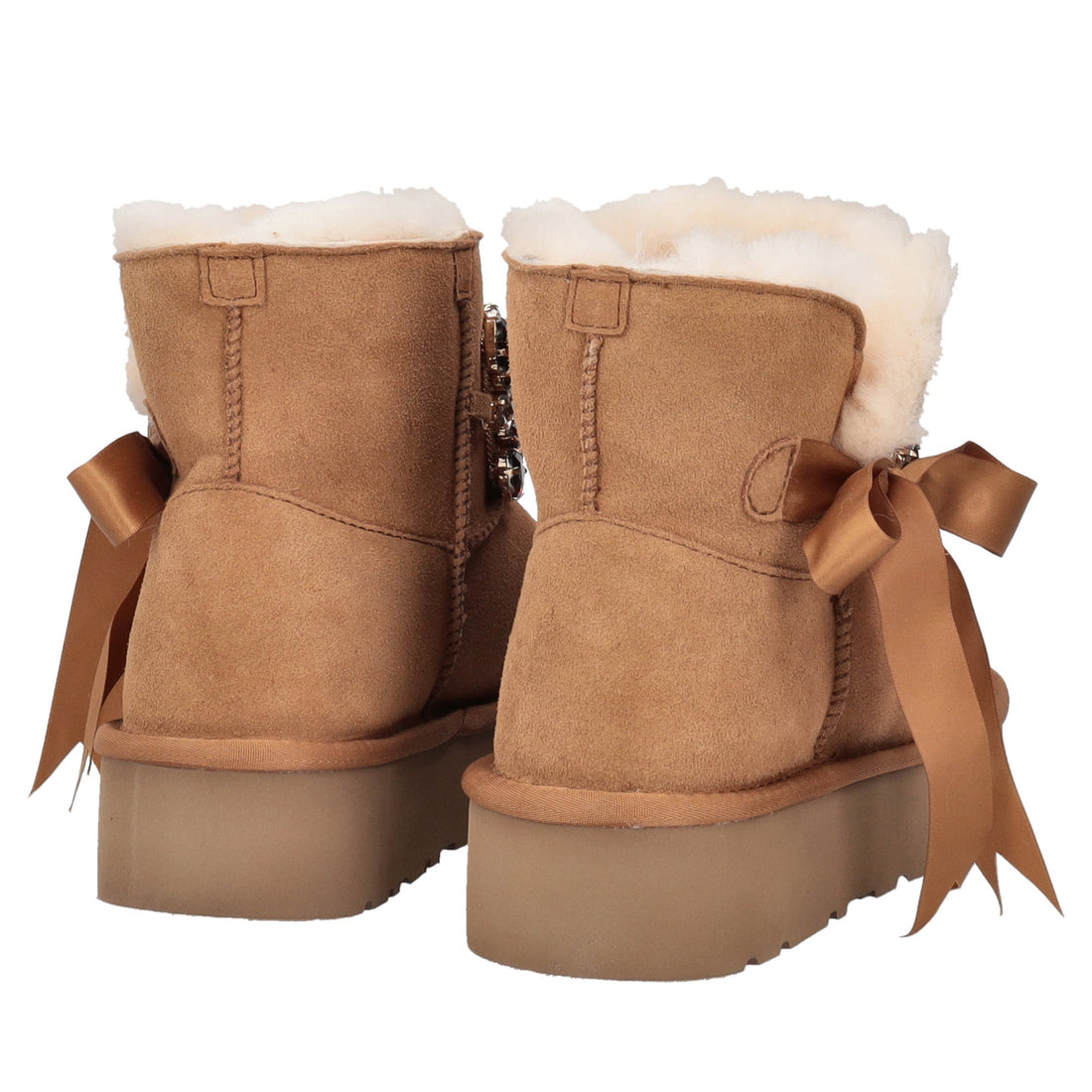 tan zoe ankle boot with rhinestone band