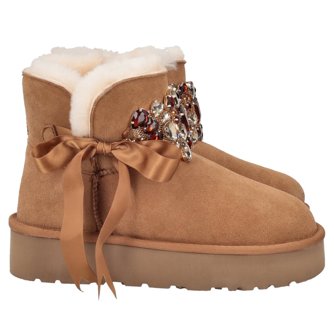 tan zoe ankle boot with rhinestone band