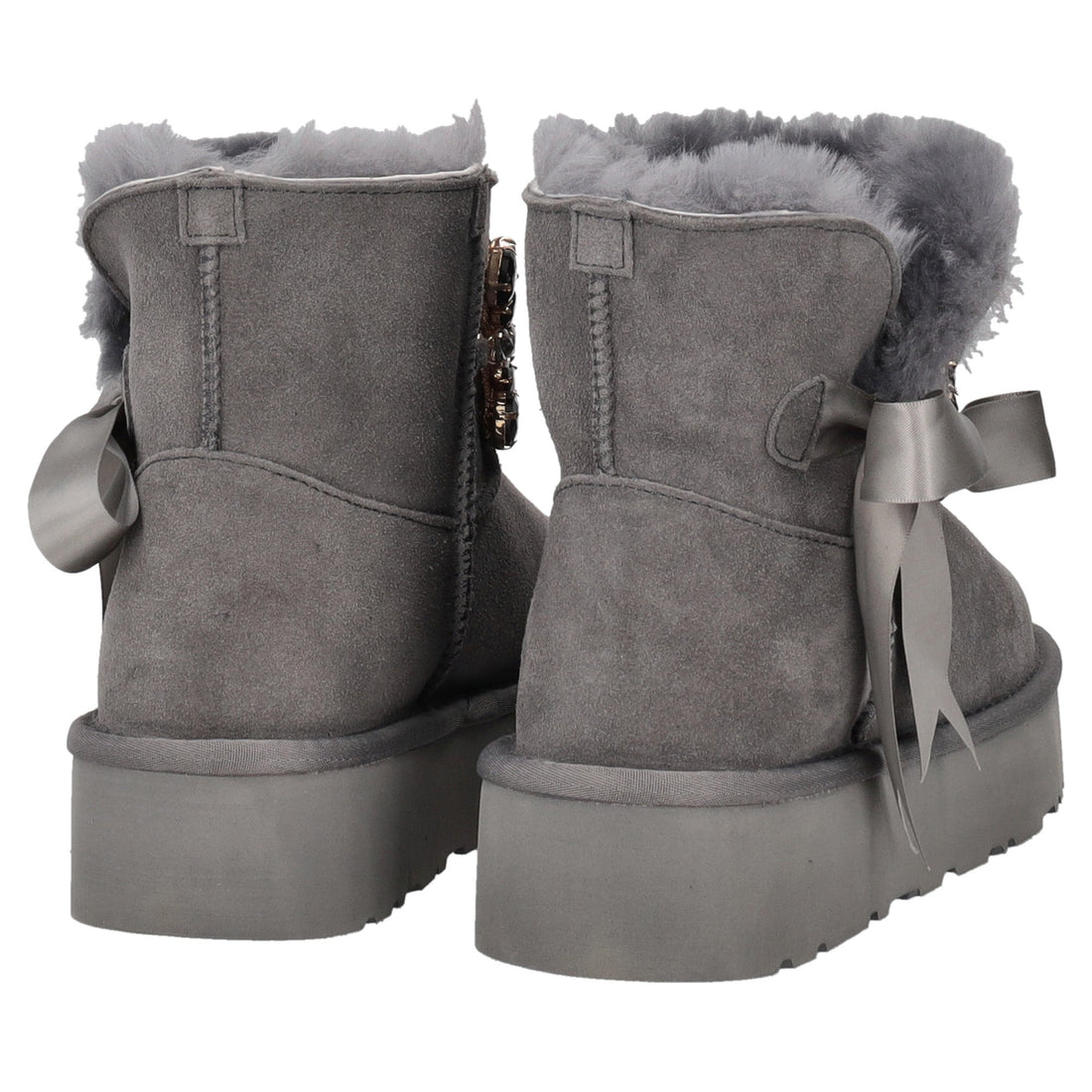 dark grey zoe ankle boot with rhinestone band