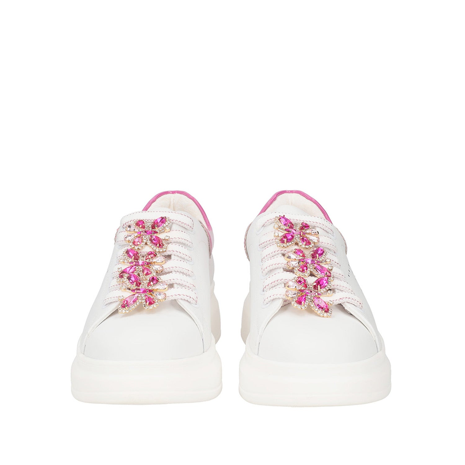 WHITE/FUXIA GLAMOUR SNEAKER WITH BUTTERFLY ACCESSORY