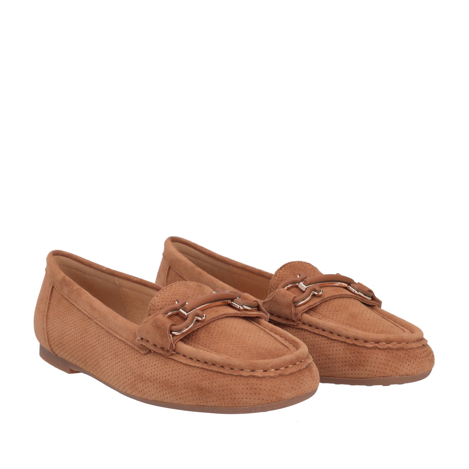 TAN CARMEN MOCCASIN IN PERFORATED LEATHER