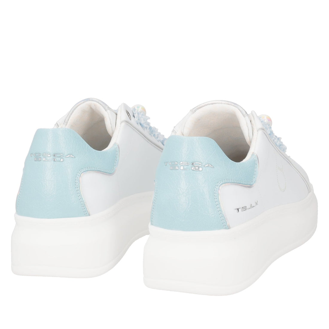 WHITE/LIGHT BLUE BELLATRIX SNEAKER WITH BOREAL EFFECT PEARLS