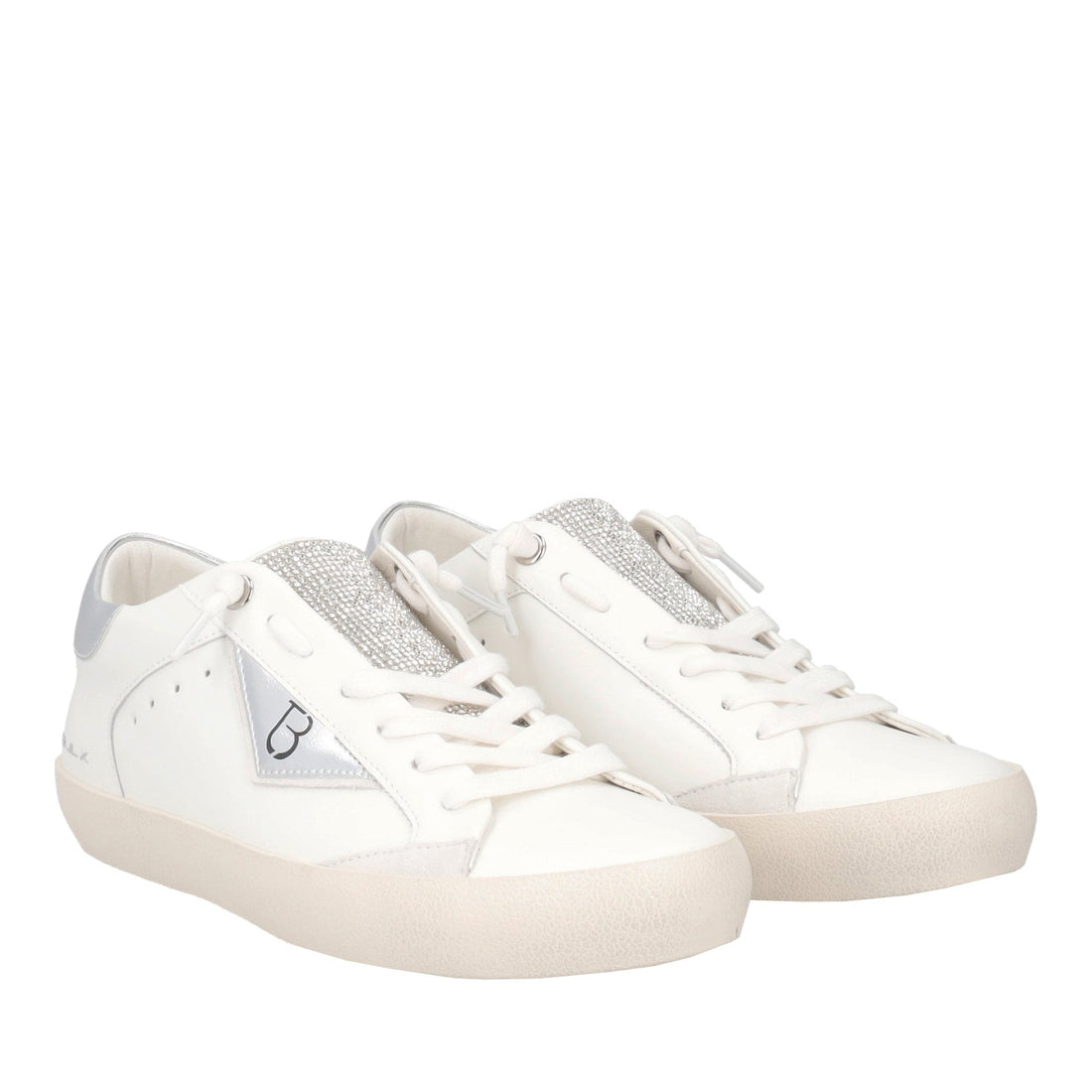 MILK/SILVER SIRIUS SNEAKER WITH MICRO RHINESTONE