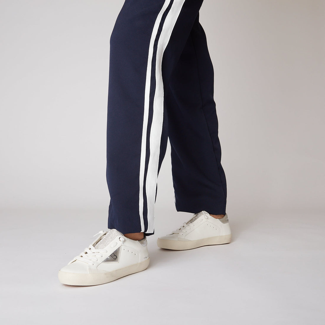 MILK/SILVER SIRIUS SNEAKER WITH MICRO RHINESTONE