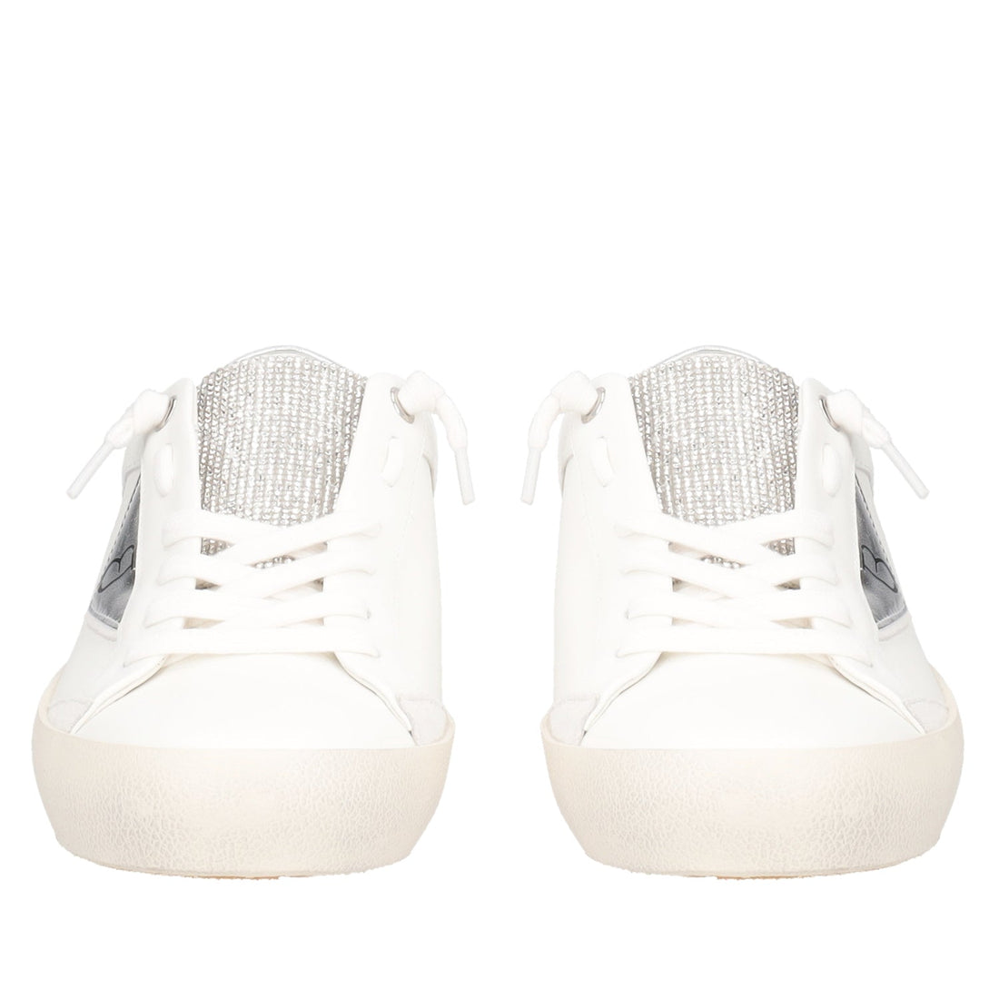 MILK/SILVER SIRIUS SNEAKER WITH MICRO RHINESTONE