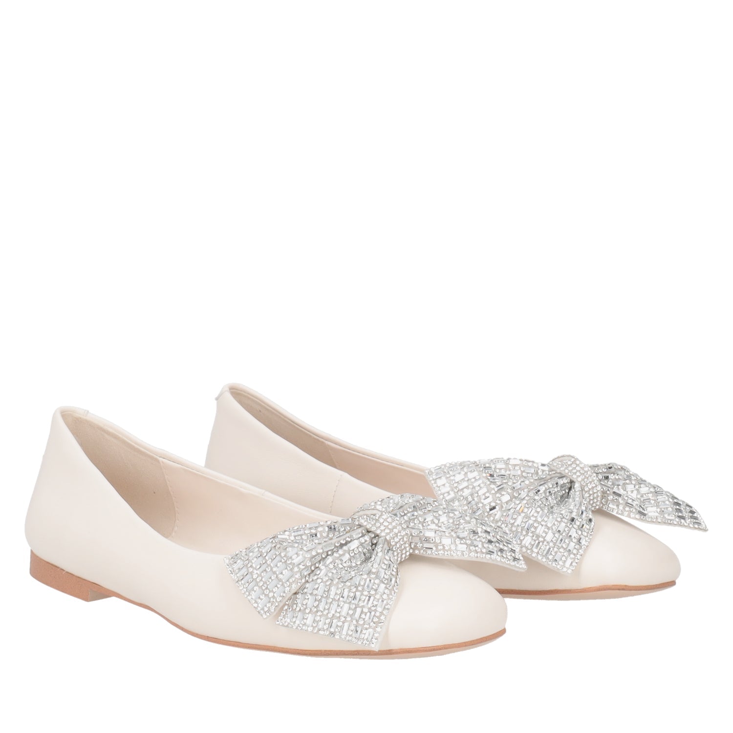 ToscaBlu ballerina eden in pelle con fiocco colore avorio ss2515s141 c08_1