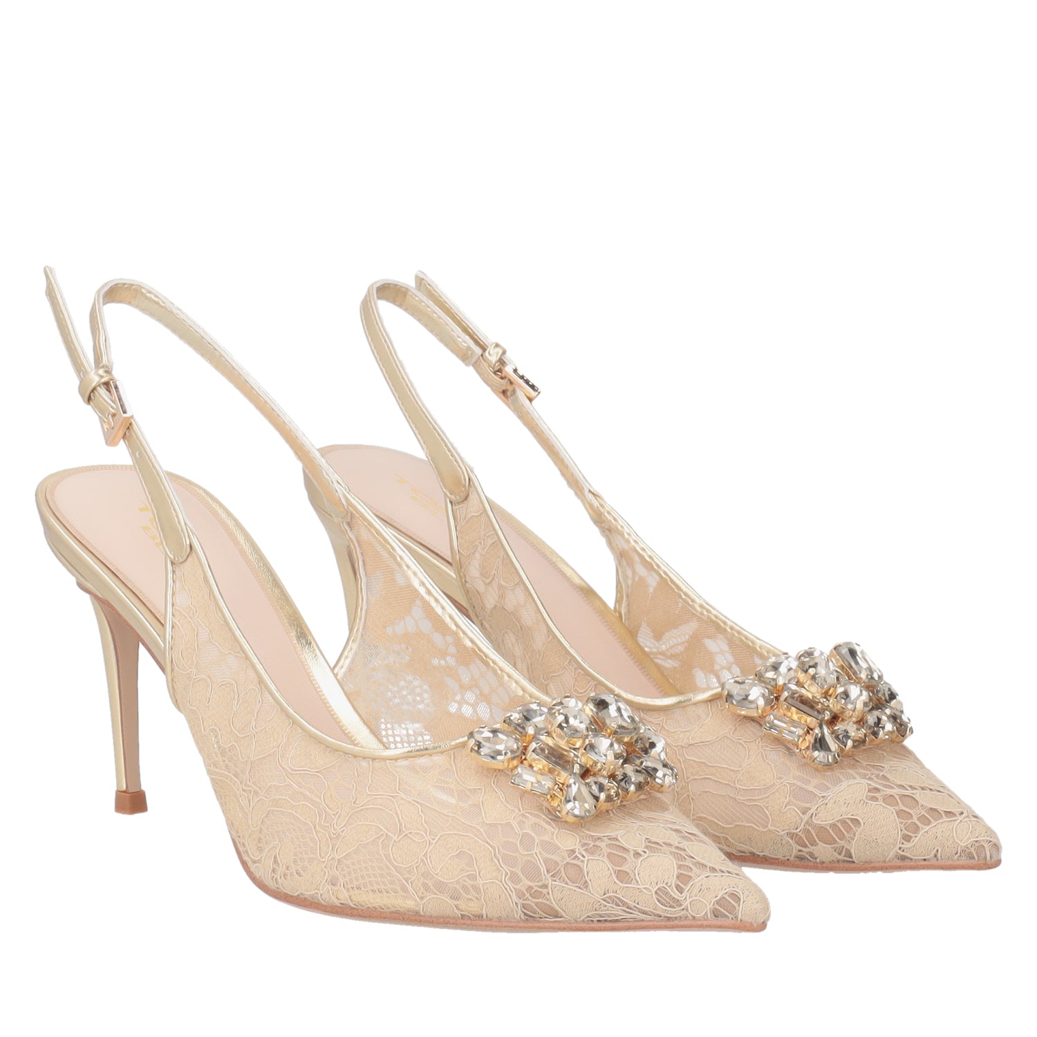 ToscaBlu slingback laurel in pizzo con accessorio colore oro ss2524s244 c98_1