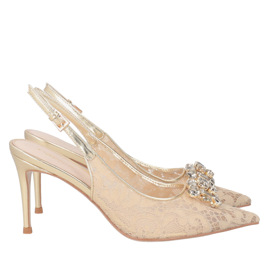 ToscaBlu slingback laurel in pizzo con accessorio colore oro ss2524s244 c98_4