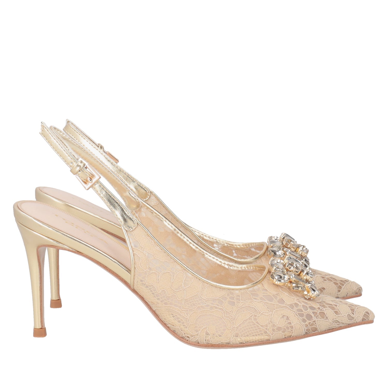 ToscaBlu slingback laurel in pizzo con accessorio colore oro ss2524s244 c98_4