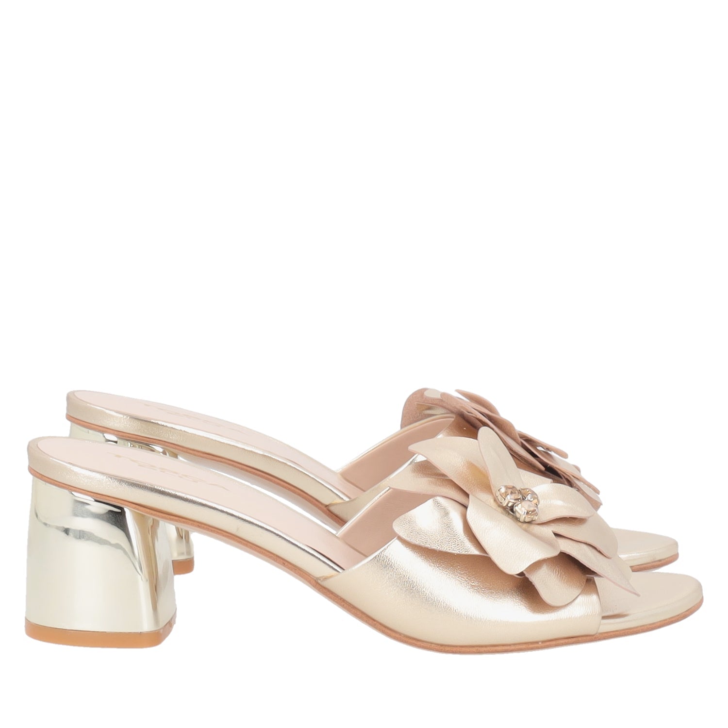 ToscaBlu sandalo peony in pelle con fiore colore oro ss2534s341 c98_4