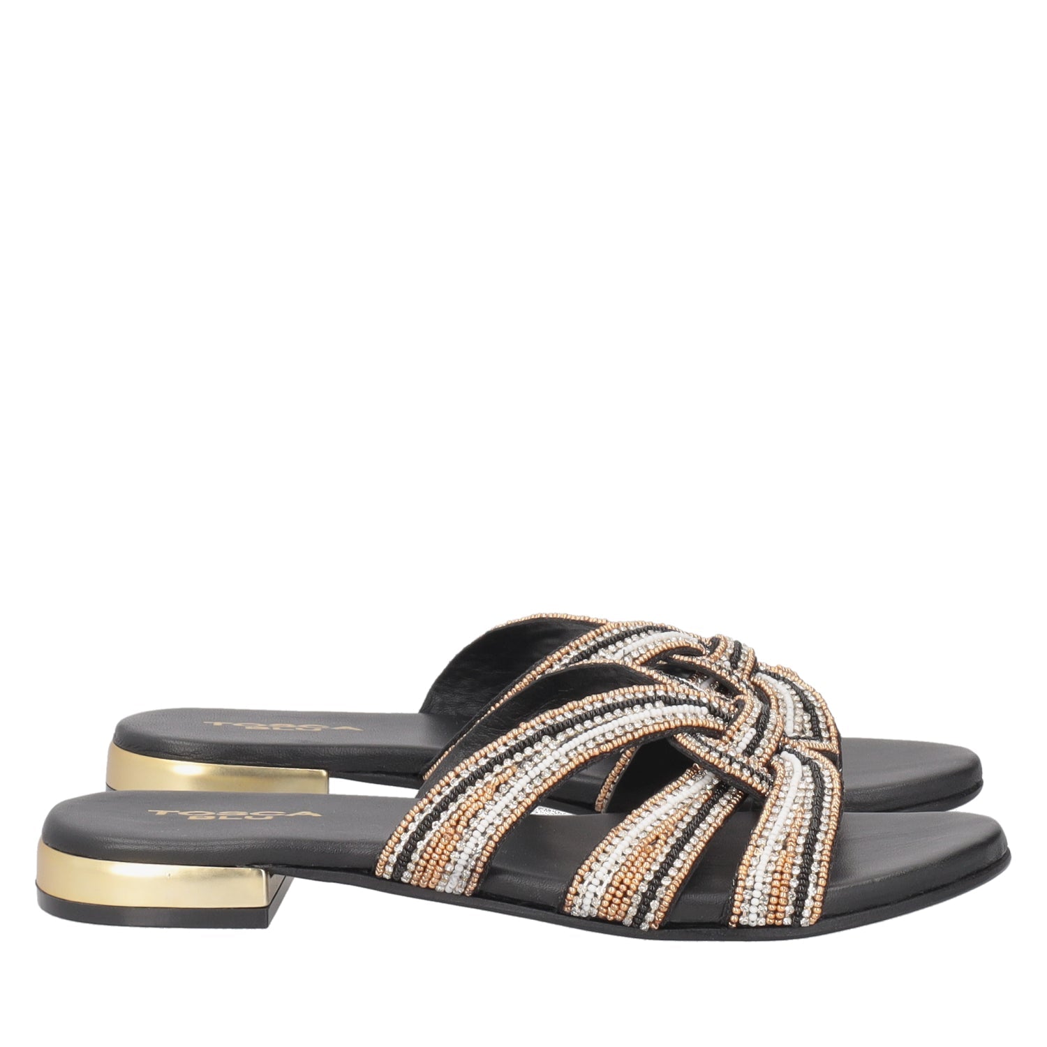 ToscaBlu ciabatta rainbow con strass e perline colore nero ss2536s362 c99_4