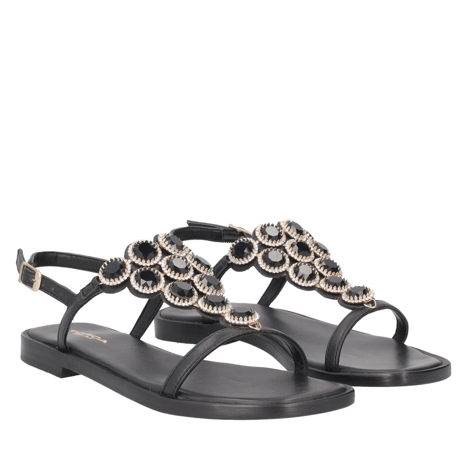 ToscaBlu sandalo rio in pelle con accessorio colore nero ss2538s380 c99_1