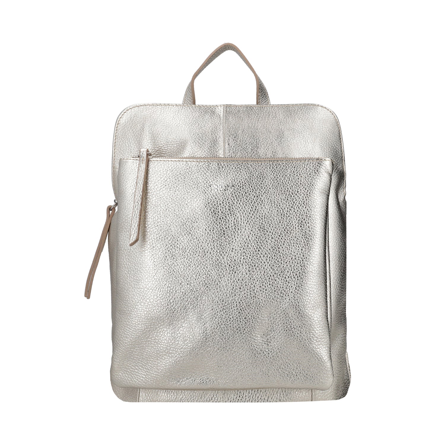 GOLD LEATHER BACKPACK WITH ZIPPER CLOSURE