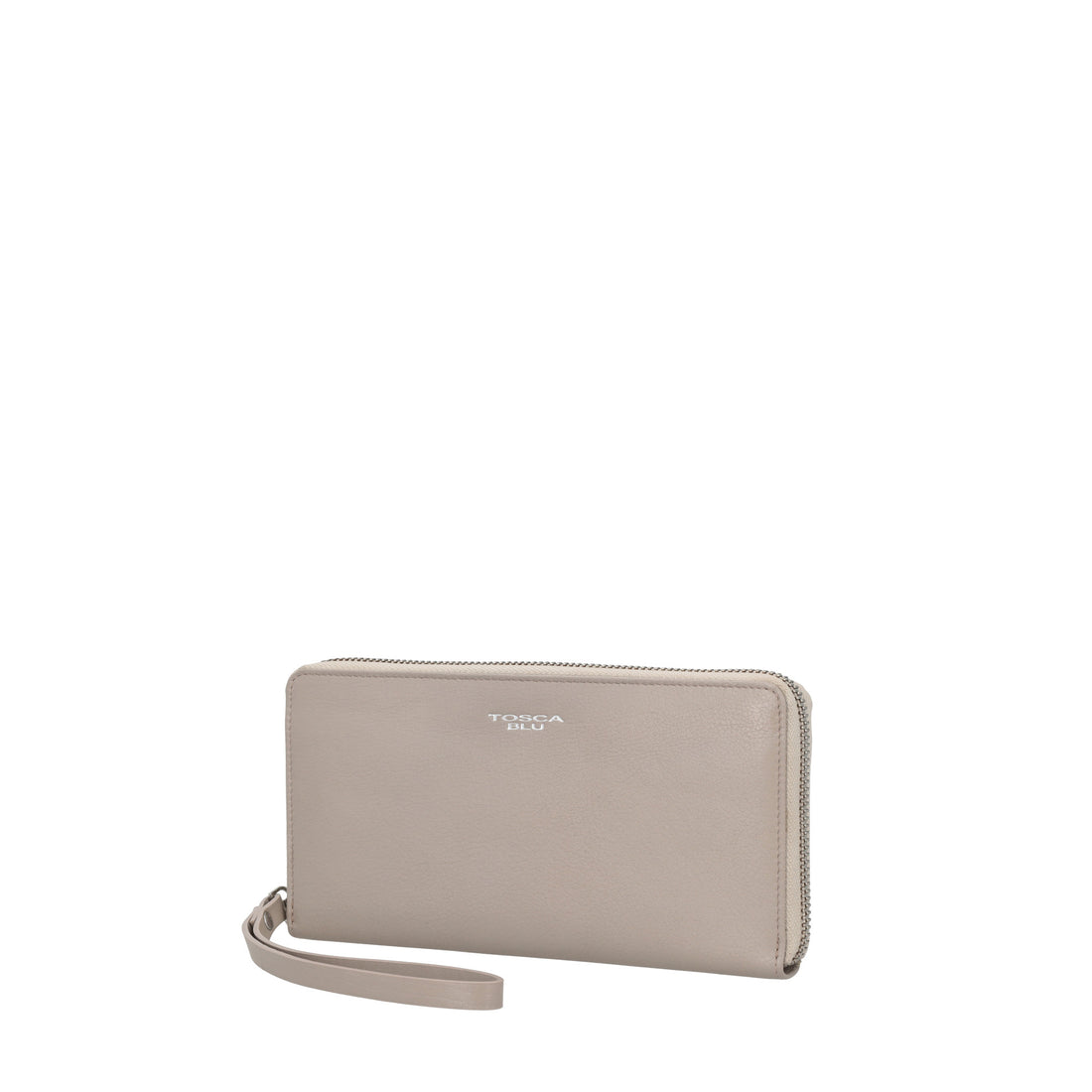 Portafoglio grande zip around con laccio colore tortora