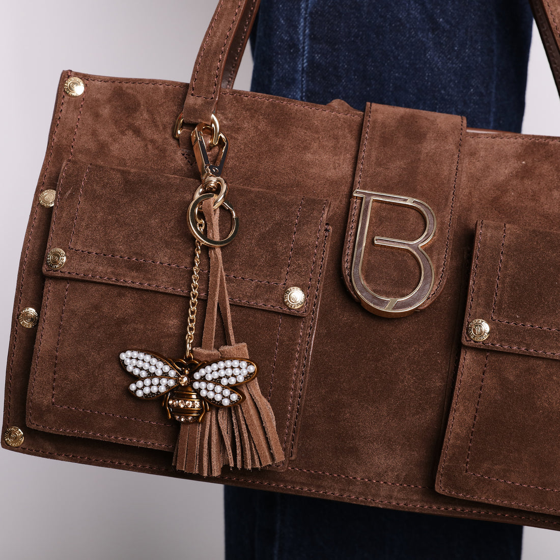 dark brown janet keyring with rhinestones