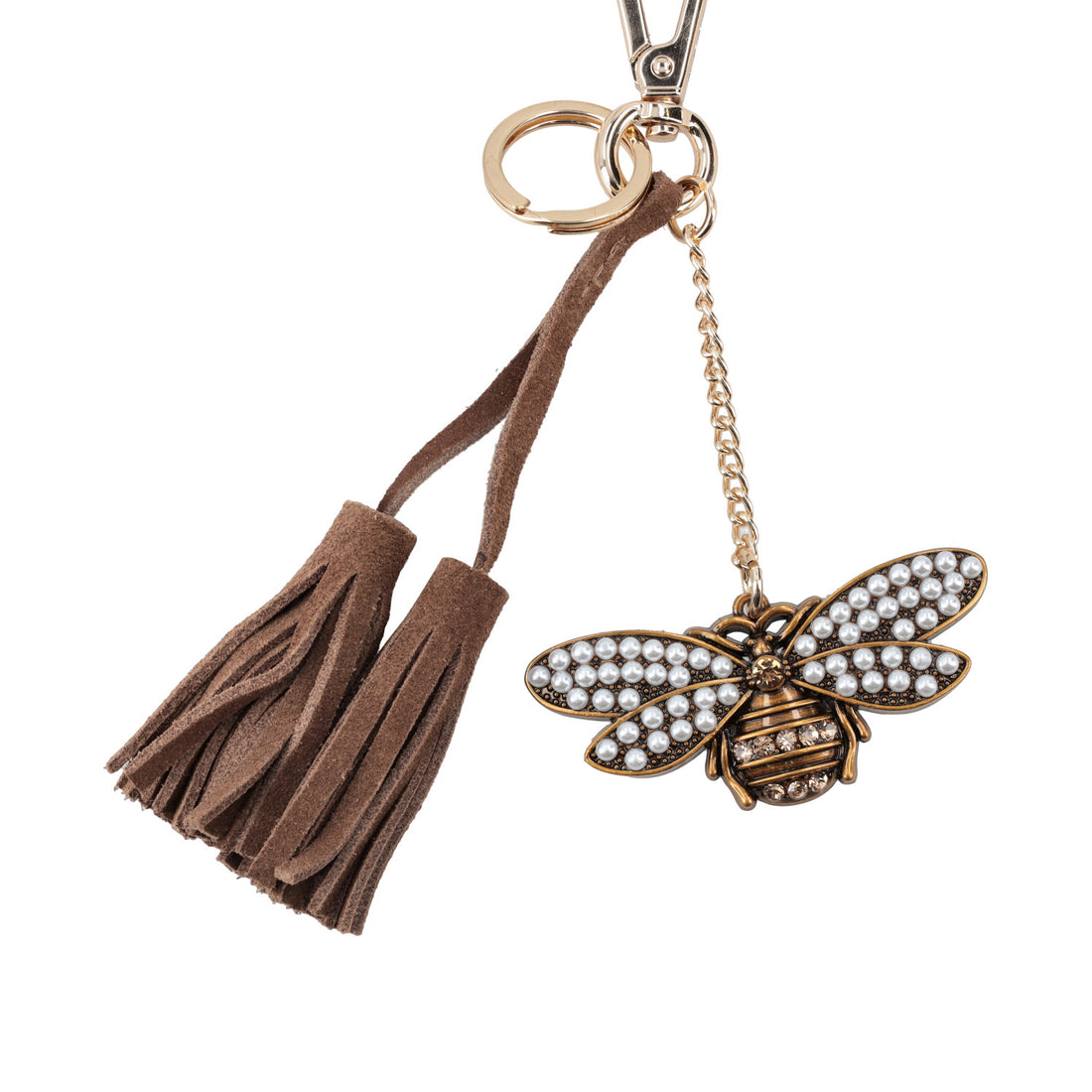 dark brown janet keyring with rhinestones