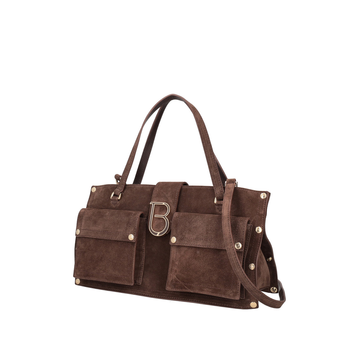 brown elodie large handbag in suede