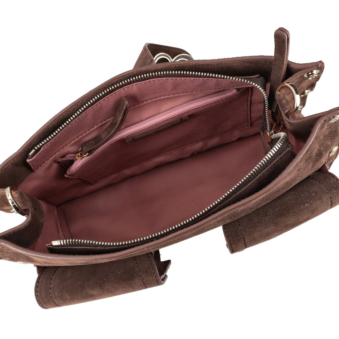 brown elodie crossbody bag in suede