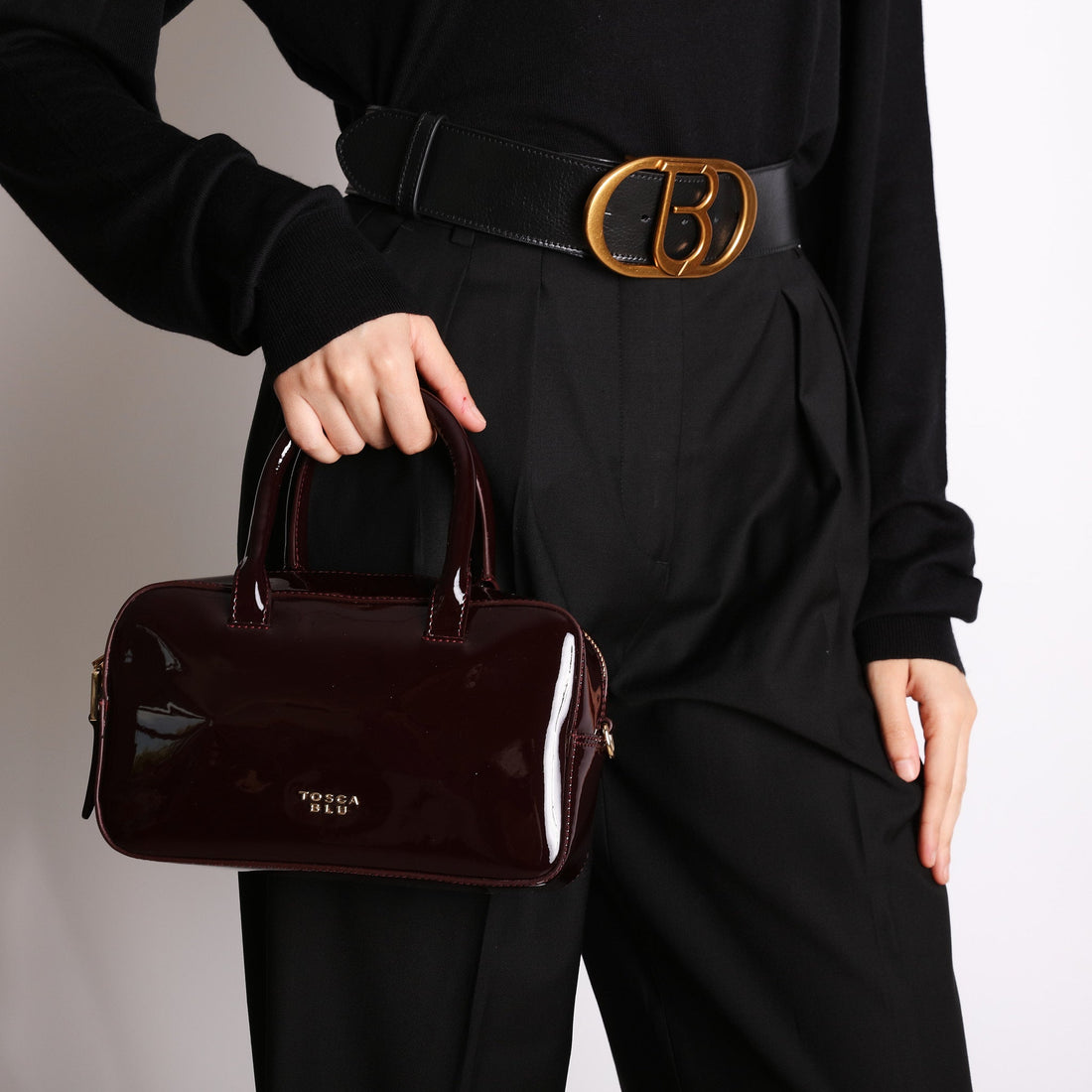 bordeaux katherine patent leather bag